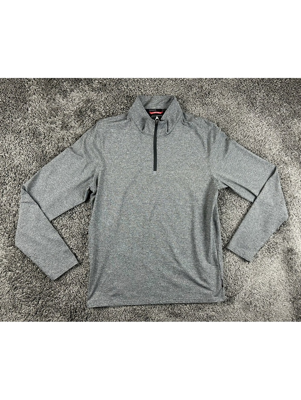 Gerry Mens Quarter Zip Pullover Gray Stretch Performance Long Sleeve Shirt Sz M